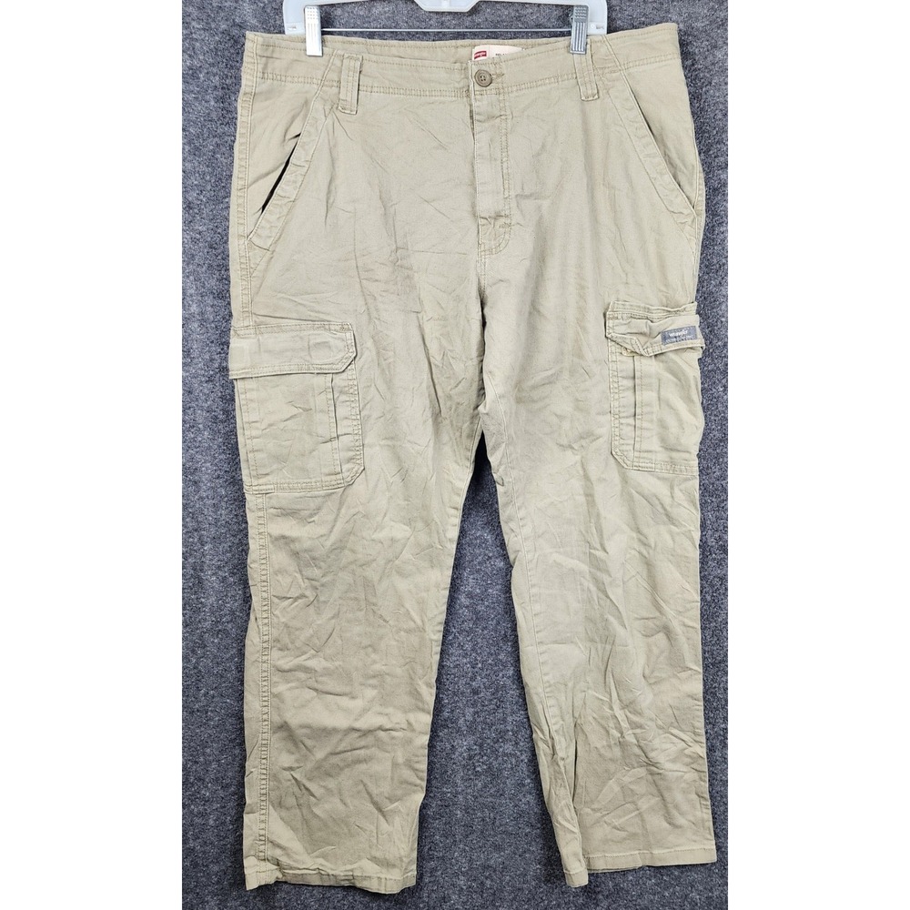 Wrangler Cargo Pants Mens 38x30 Khaki Tan Relaxed Fit Stretch Cotton 1070ABWEW